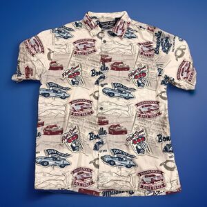 NEWPORT BLUE Men Size XL GM Racing Button Up Casual Shirt American Tradition GUC
